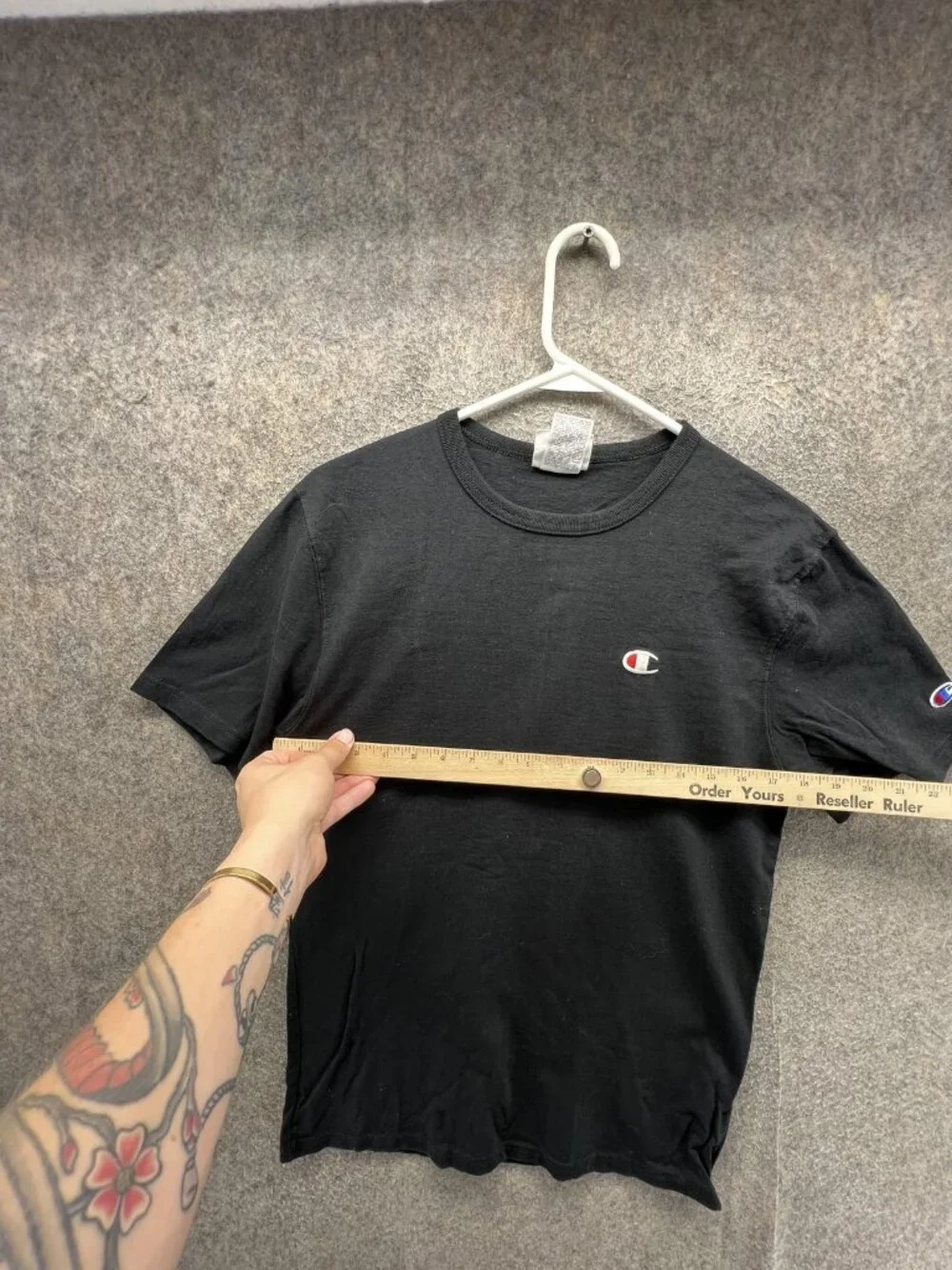 Champion Shirt Mens Small Black Small C Chest Logo Tee Casual Cotton y2k 2000s - Picture 5 of 12